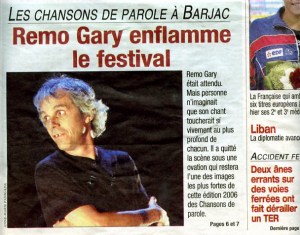 RG comme Rémo Gary, la chanson à dessein
