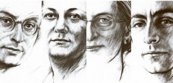 De gauche à droite : Jean Zay, Germaine Tillion, Geneviève de Gaulle-Anthonioz et Pierre Brossolette (Ernest Pignon-Ernest pour l'Obs)