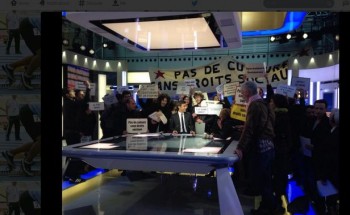 Intervention d'intermittents hier sur le plateau du 20 heures de France2 (photo prélevée à la toile)