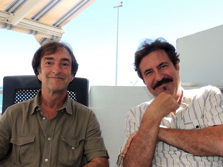 Michel Trihoreau et son préfacier Serge Llado (photo Martine Ladagnous)